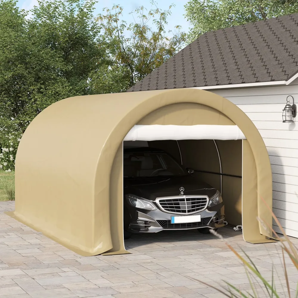 Carport portable gray beige