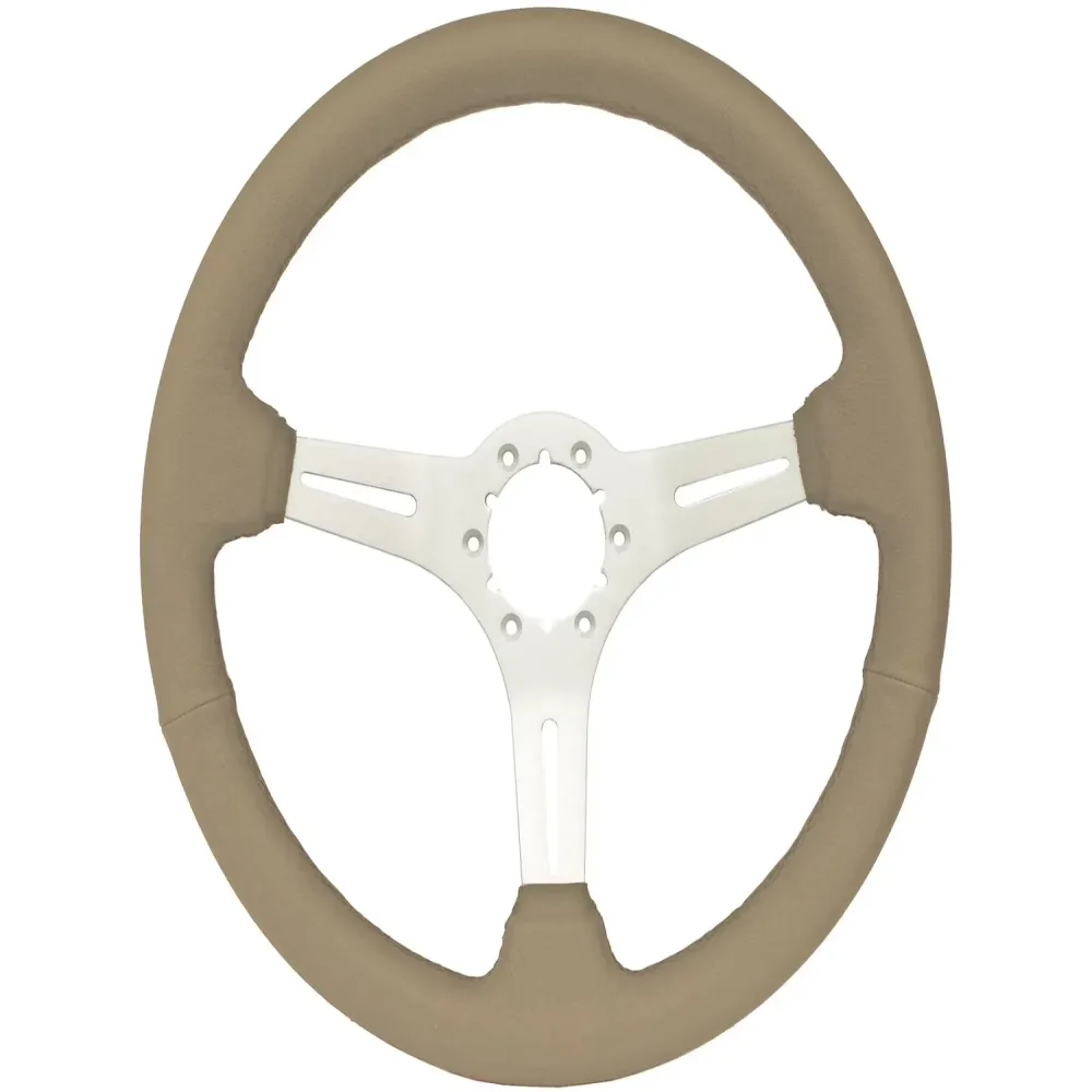 Leather Steering 14 inch 2.5 inch tan