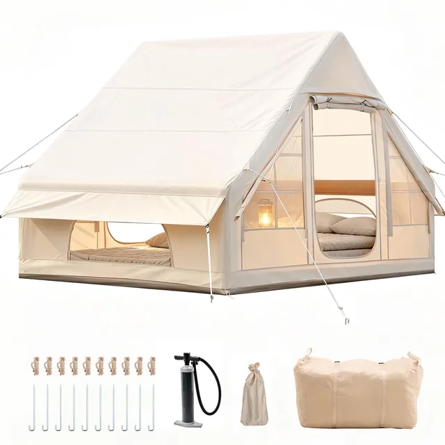 Camping Tent 6 person beige 200 cm