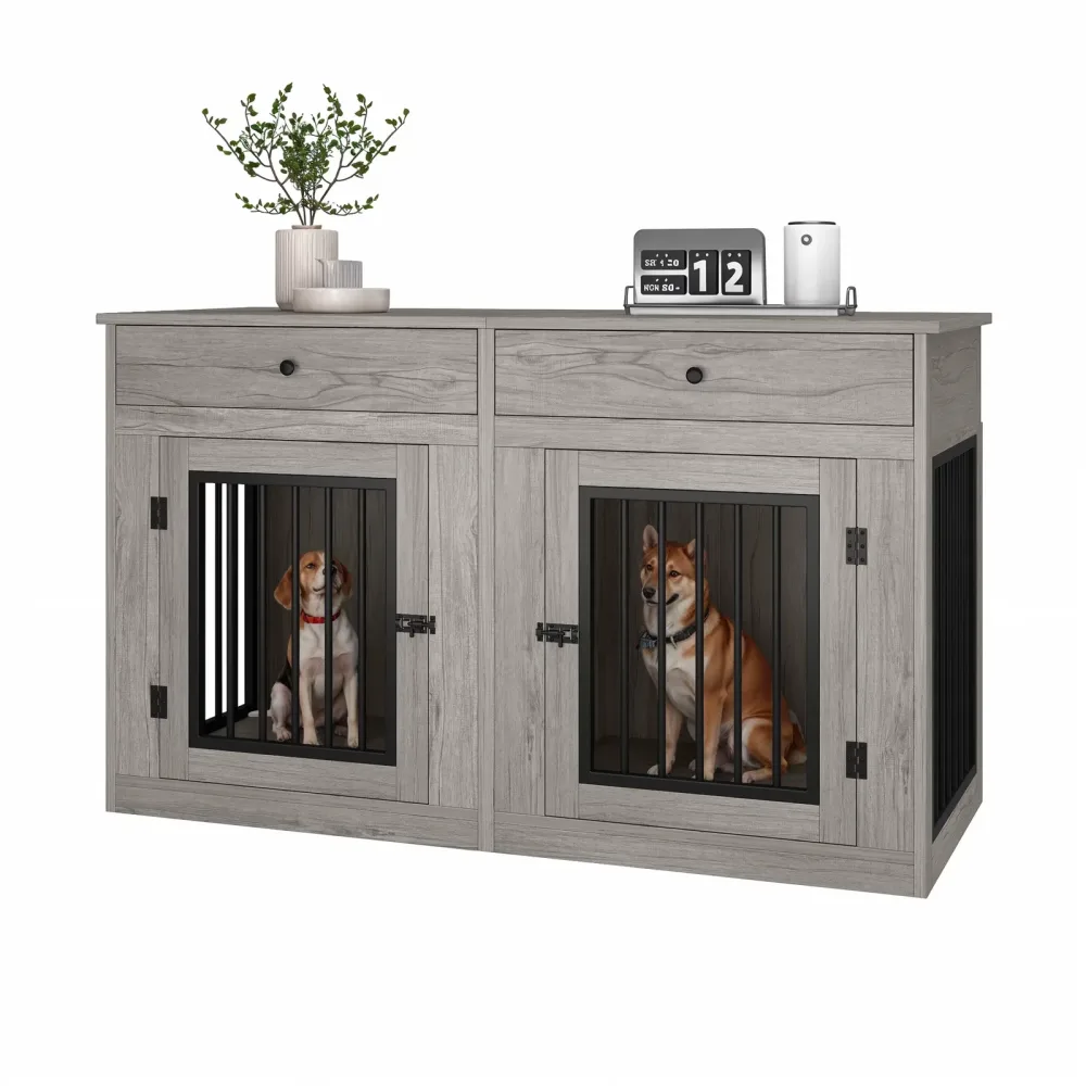 Dog Crate 60" 80 lbs gray