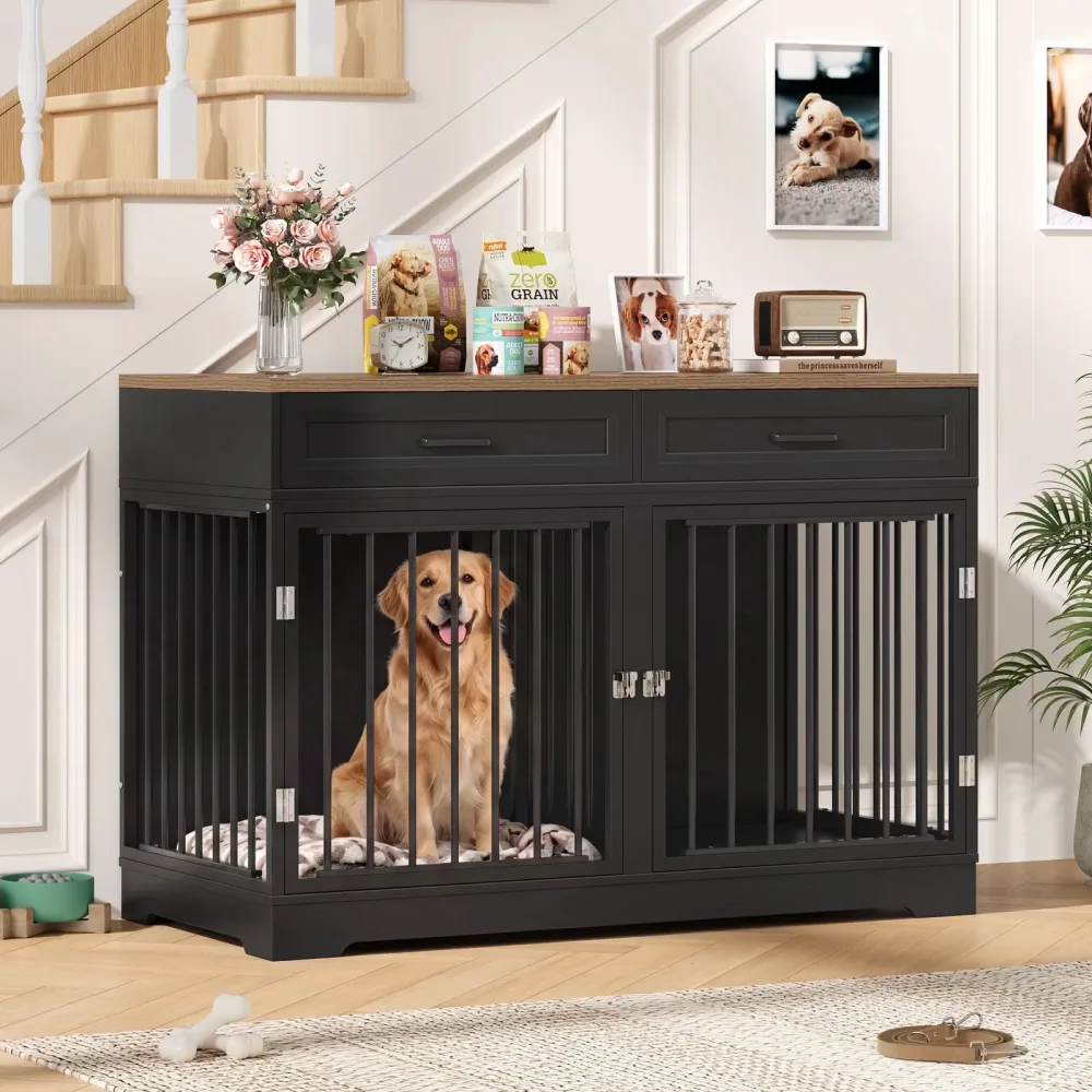 Dog Crate 47.2 in white black