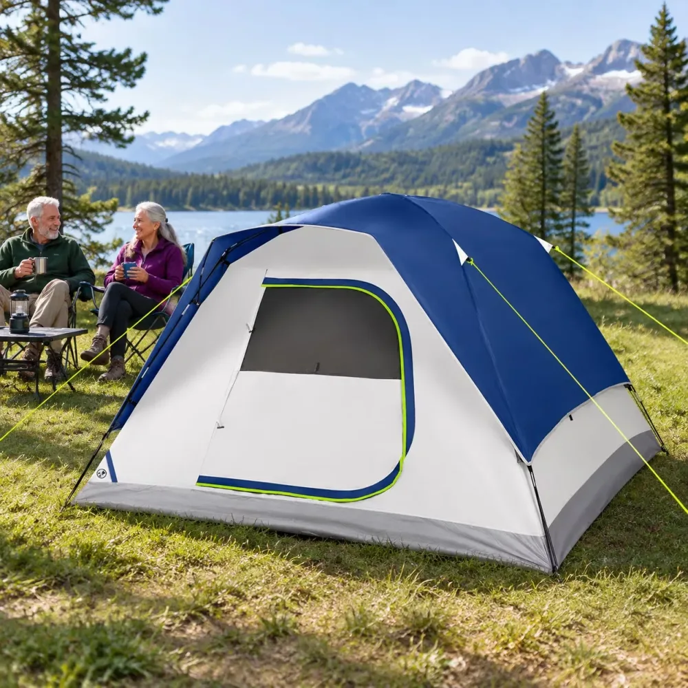 Camping Tent 4 person blue 8ft