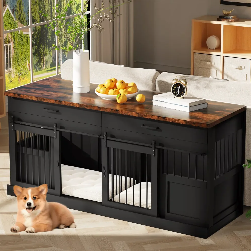 Dog Crate 70.9" black waterproof