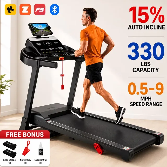 Folding Treadmill 300 lbs 3.8hp