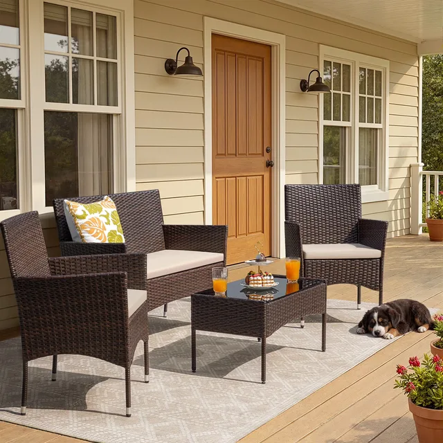 Patio Conversation blue beige brown