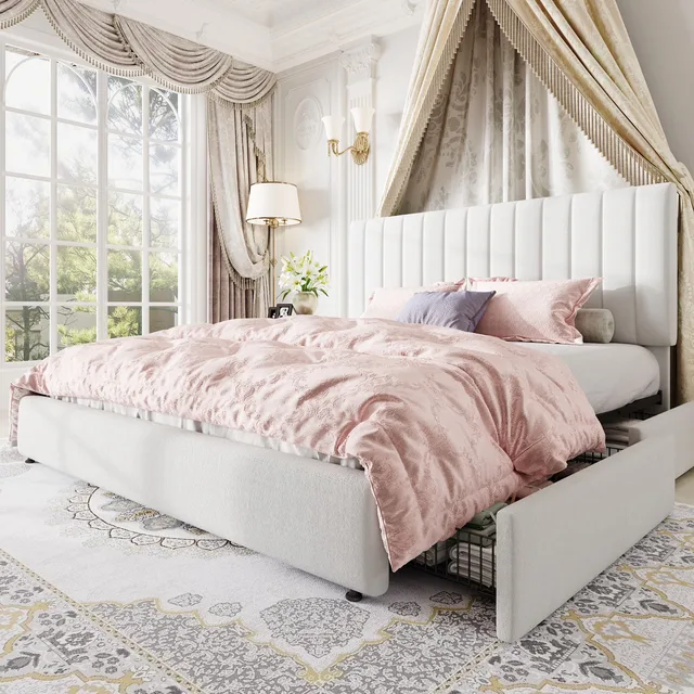 Queen Bed adjustable black white