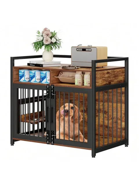 Dog Crate adjustable brown heavy-duty