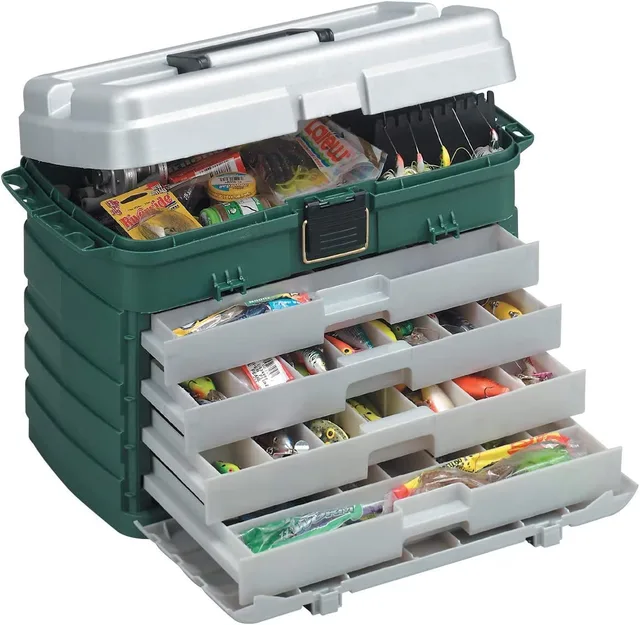 Tackle Box green silver adjustable