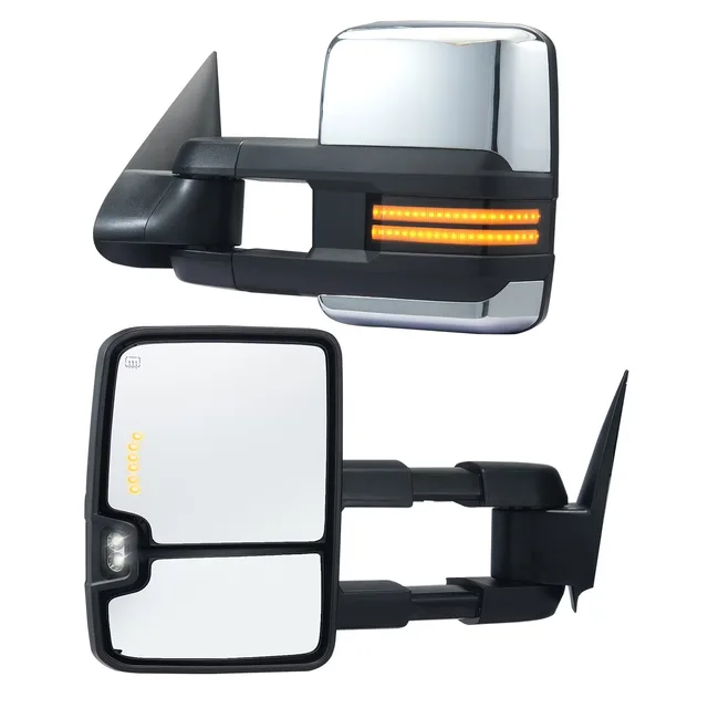 Tow Mirror telescoping folding silver