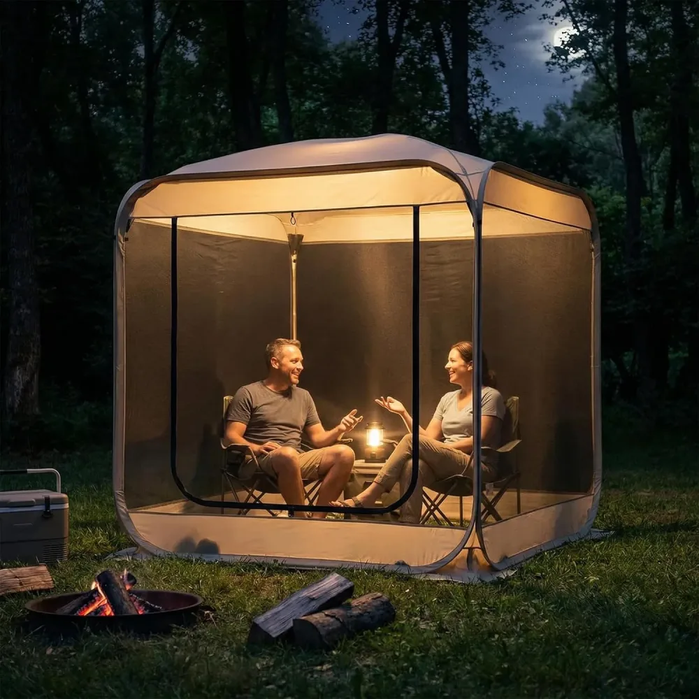 Tent beige 4 people portable