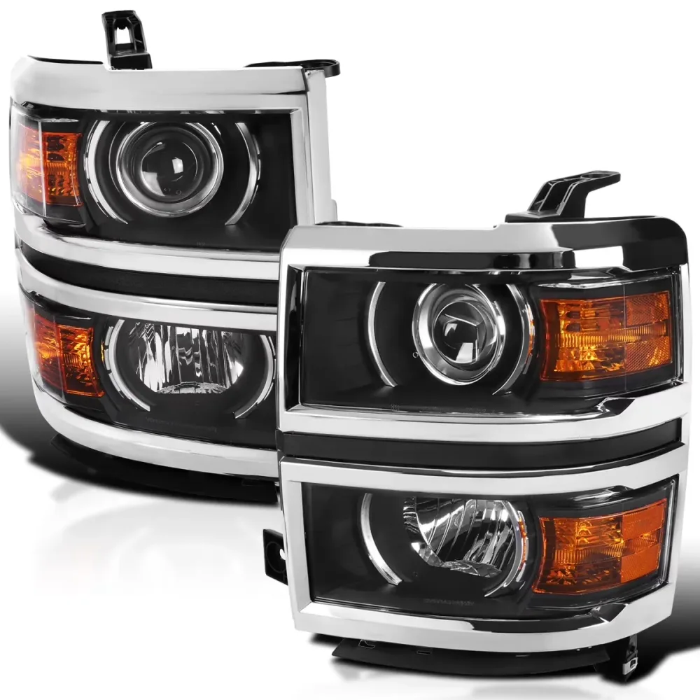 Projector Headlights black silver 1 pair