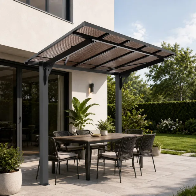 Steel Carport heavy-duty black 2-3 people