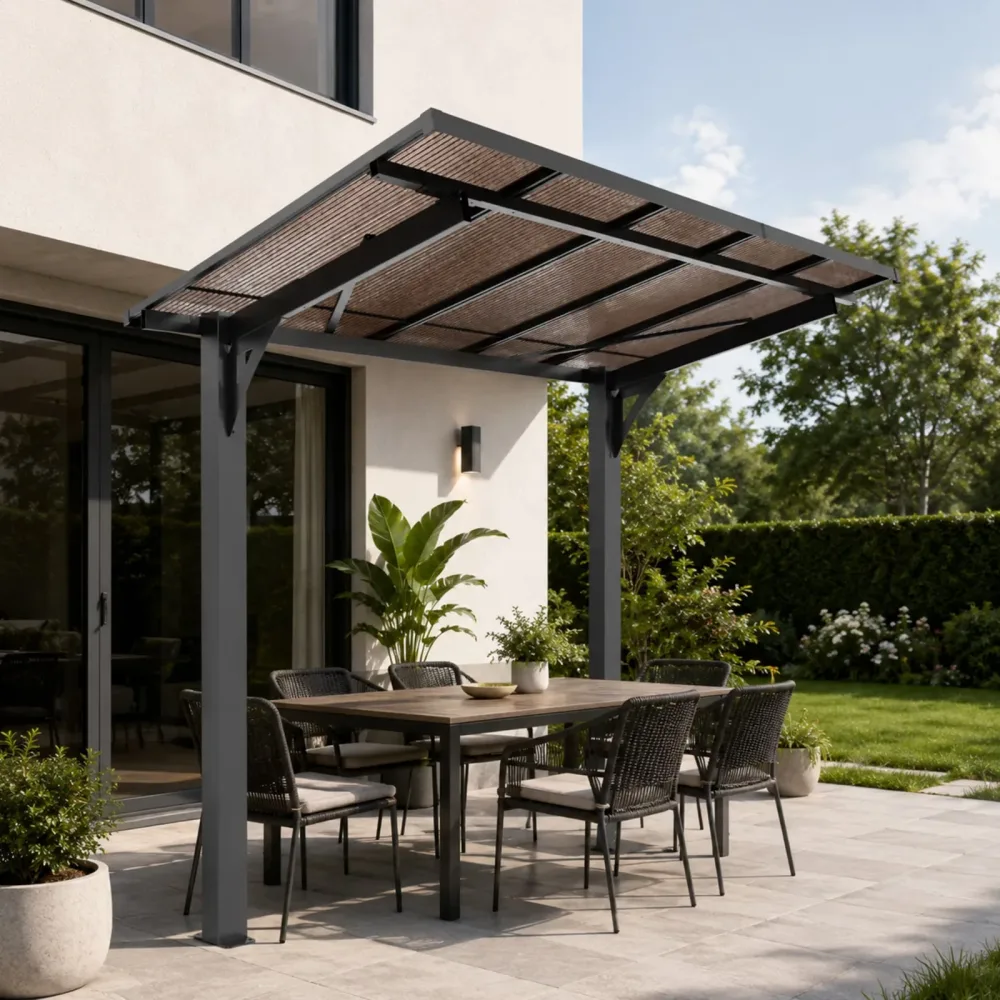 Steel Carport heavy-duty black 2-3 people