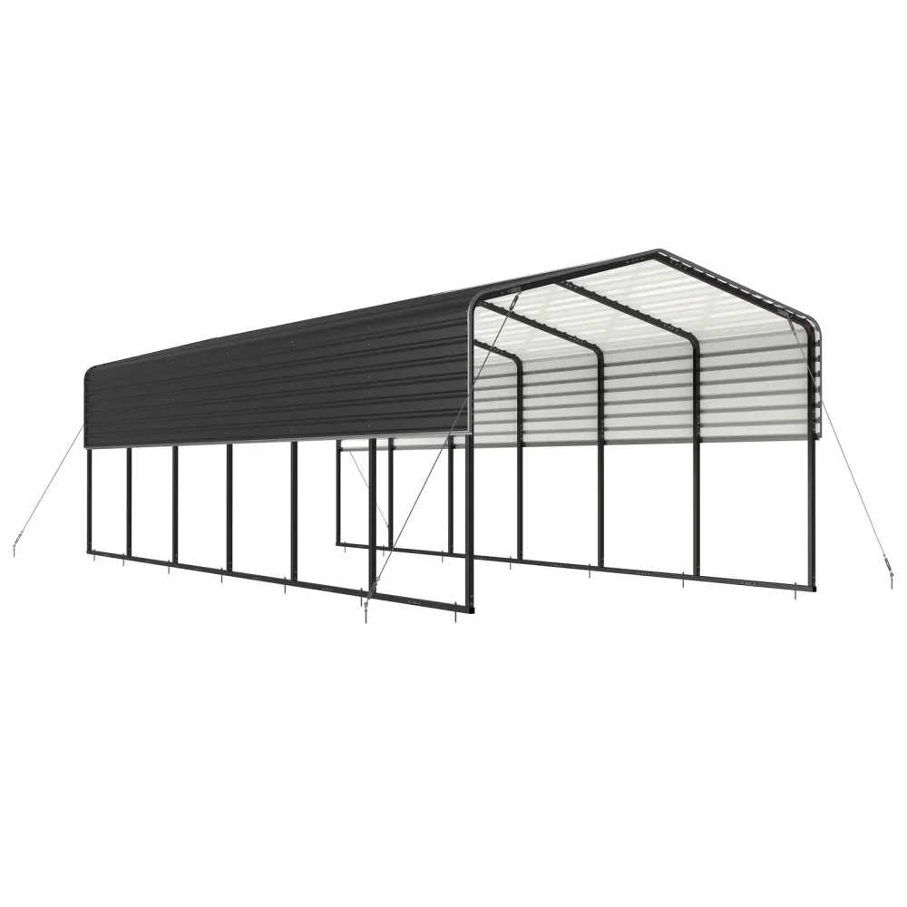 Steel Carport 30 feet black 2 in