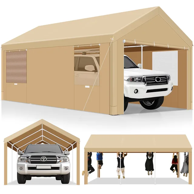 Carport portable gray 20 ft