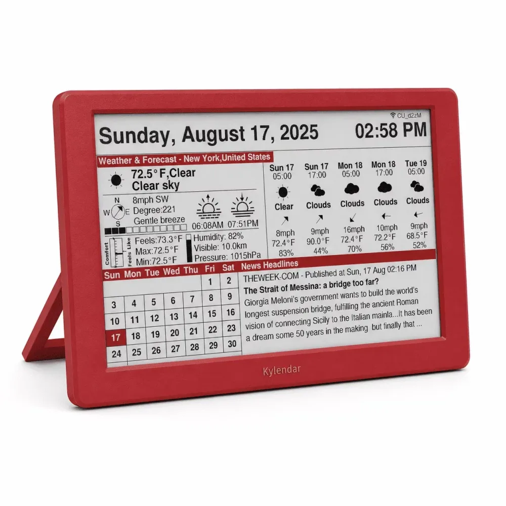 Desk Calendar 7" rechargeable red