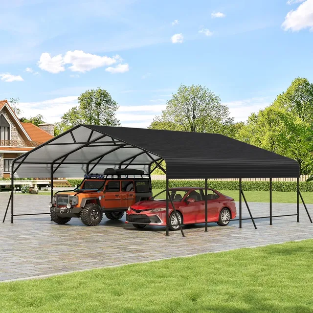 Metal Carport 9 ft black weatherproof