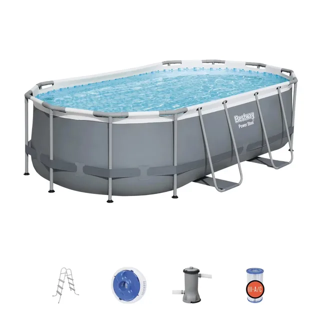 Ground Pool 14' 39.5 inches gray