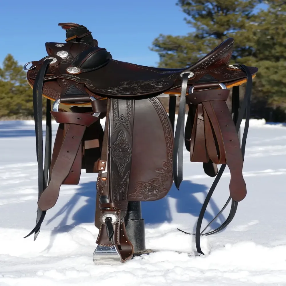 Leather Saddle 16" heavy-duty adjustable