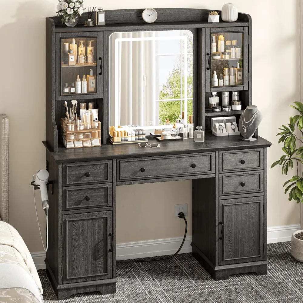 Vanity Desk white black led