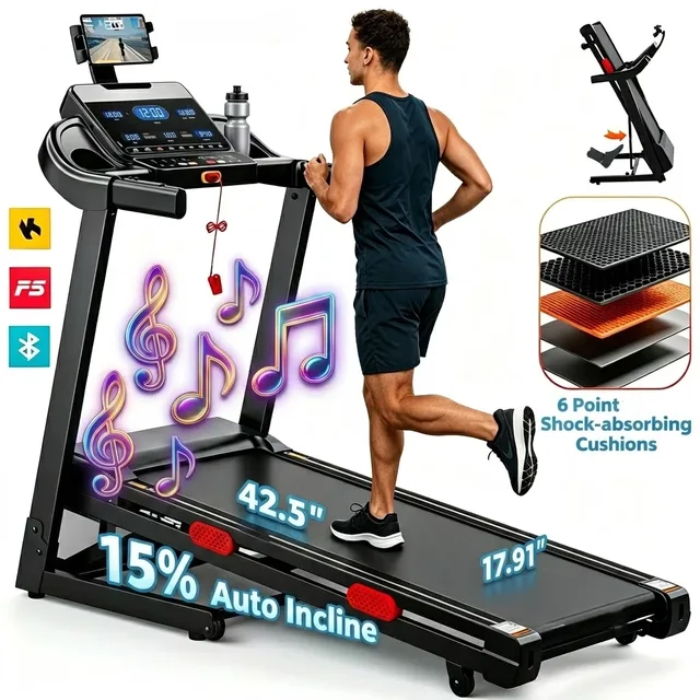 Pad Treadmill 3.9hp foldable portable