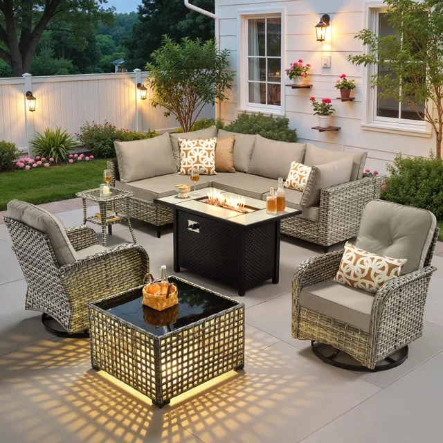 Patio Furniture beige 6 people 3.54 inches
