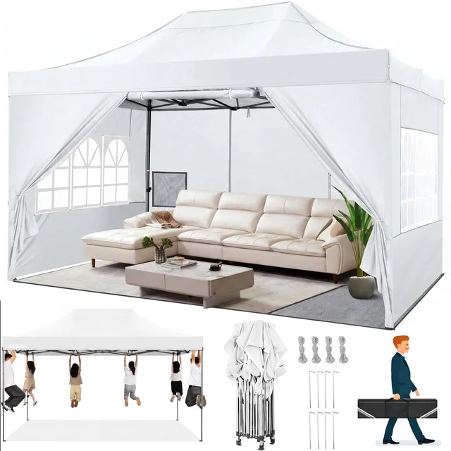 Canopy Tent portable white 0.98 in