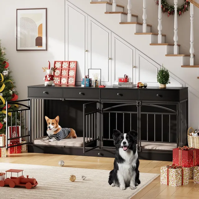 Dog Crate white black