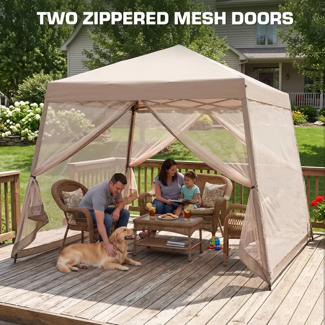 Canopy Tent brown beige 5 people