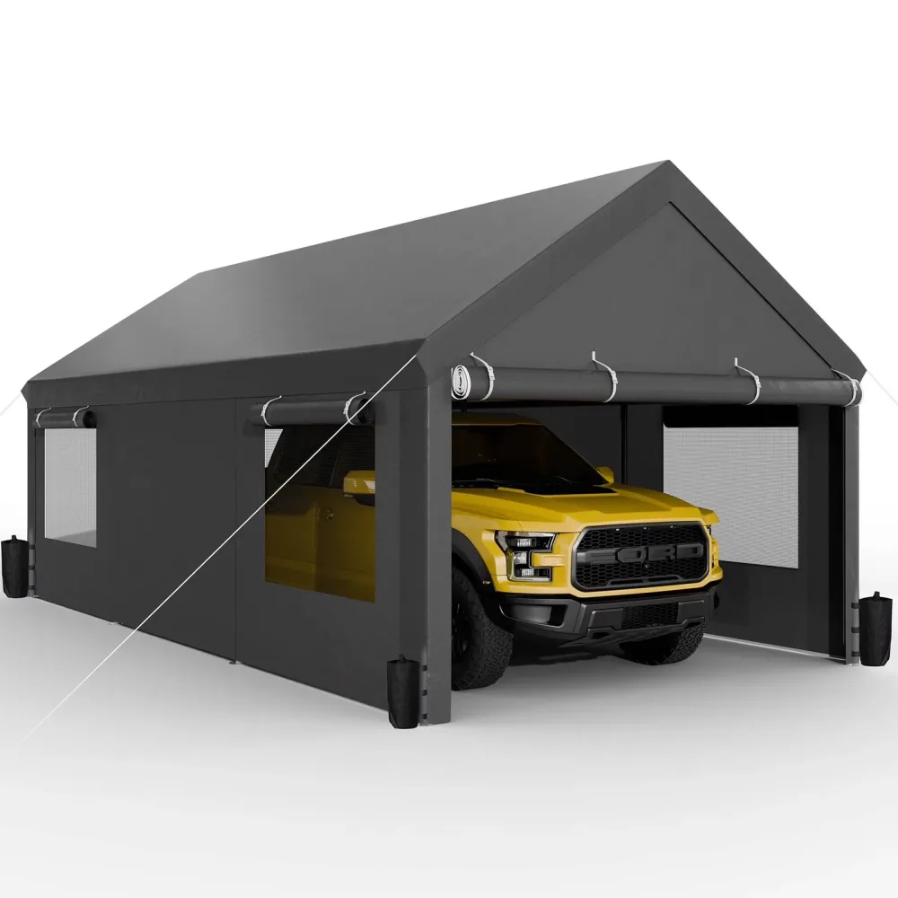 Carport portable gray 20 ft