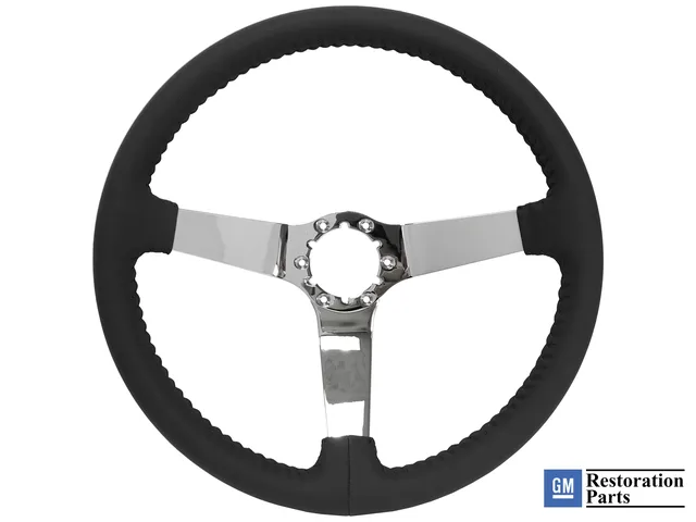 Leather Steering 14 inch 3 inch black