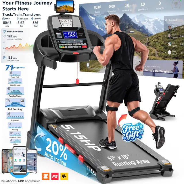 Treadmill 5.15hp 300 lb folding