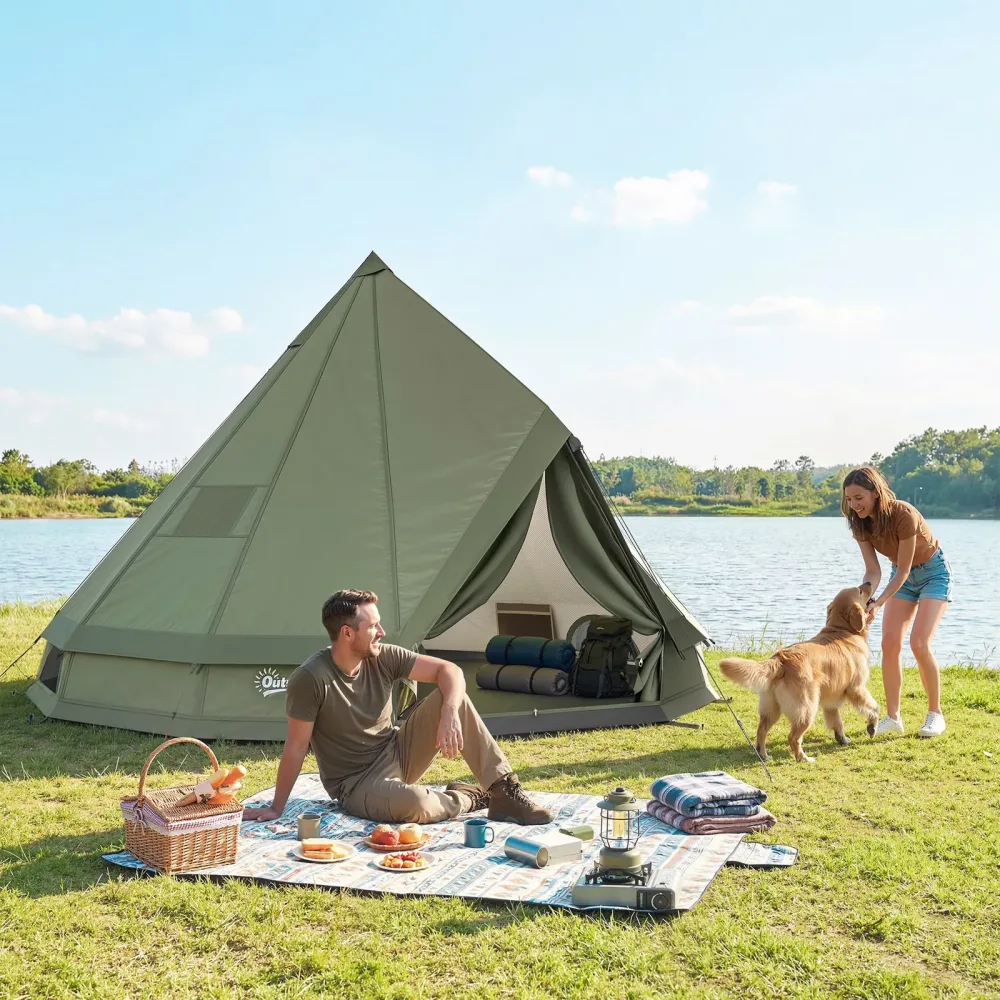 Tent Waterproof 4-6 people green