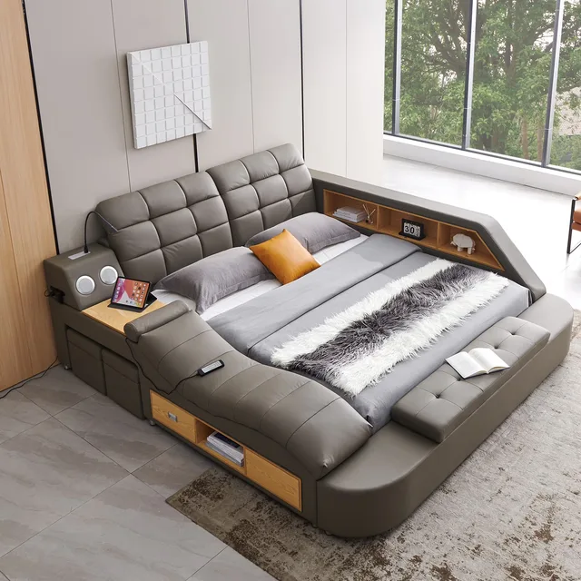 King Bed bluetooth adjustable gray