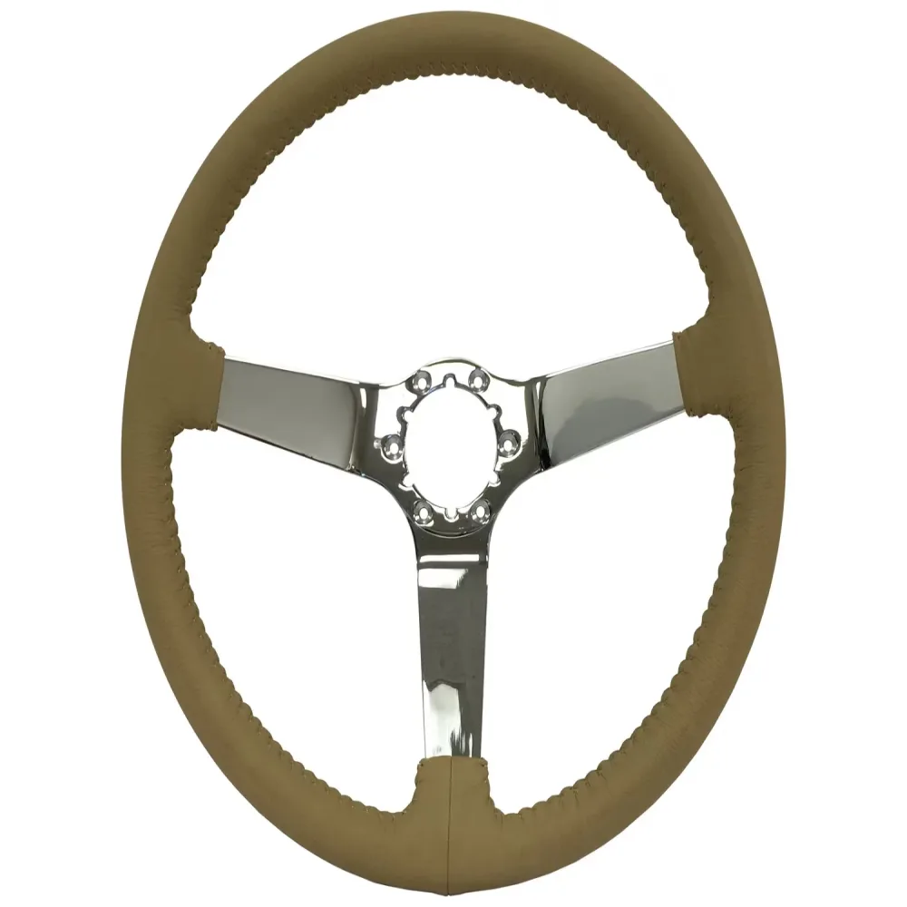 Leather Steering 14 inch 3 inch tan