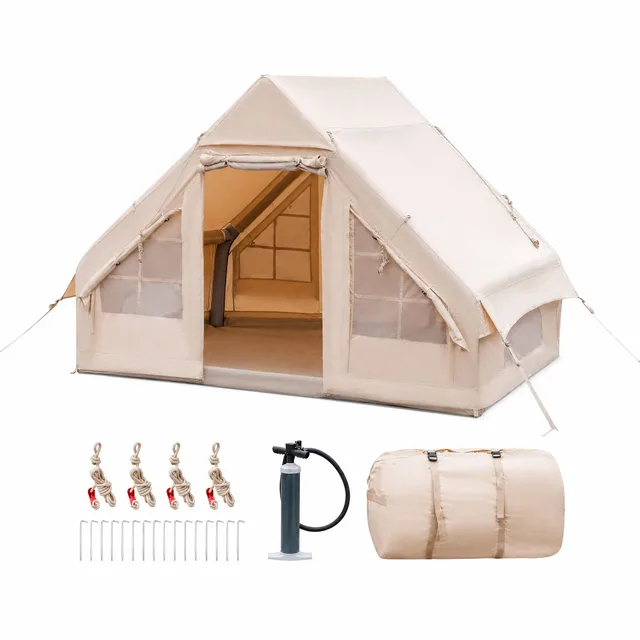 Camping Tent 4-6 people beige 6.4 ft
