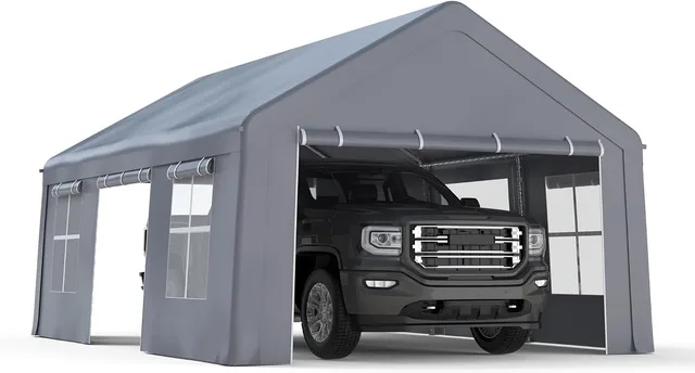 Carport portable waterproof grey