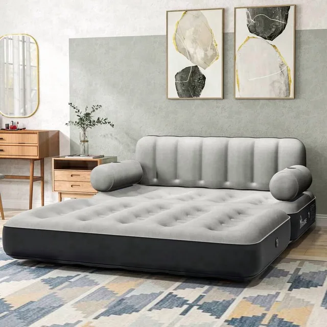 Air Mattress 650lbs portable gray