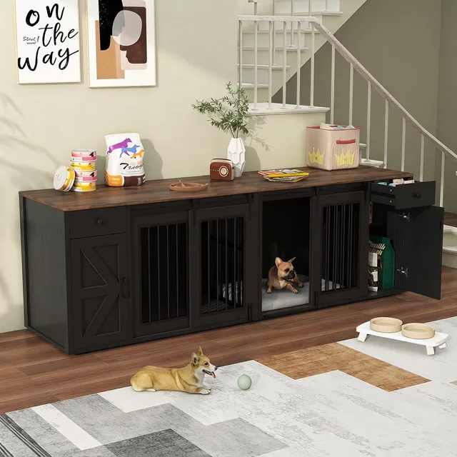 Dog Crate 44" white black