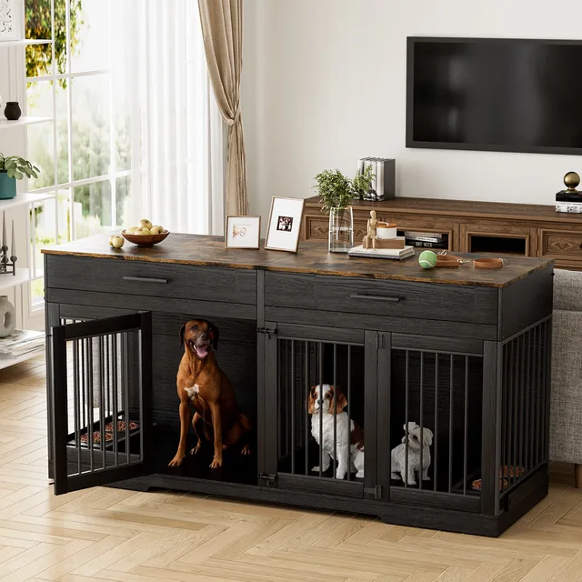 Dog Crate 72.05" grey black