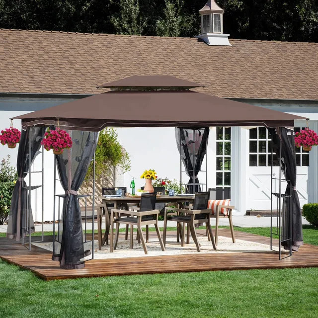 Gazebo Canopy brown 10 ft 13 ft