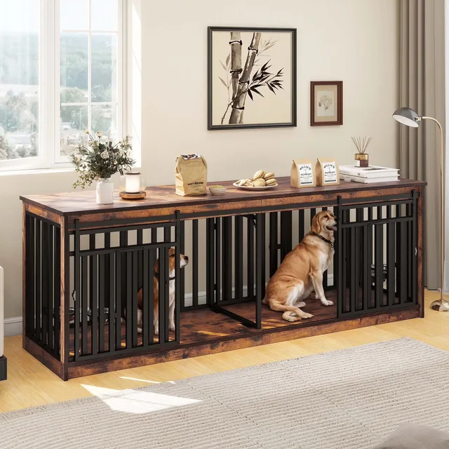 Dog Crate 86.6 in brown 86.6"
