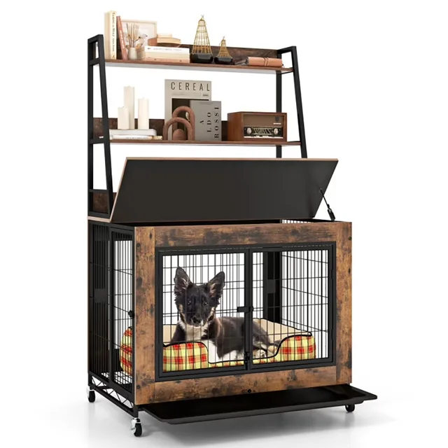 Dog Crate gray brown 38"