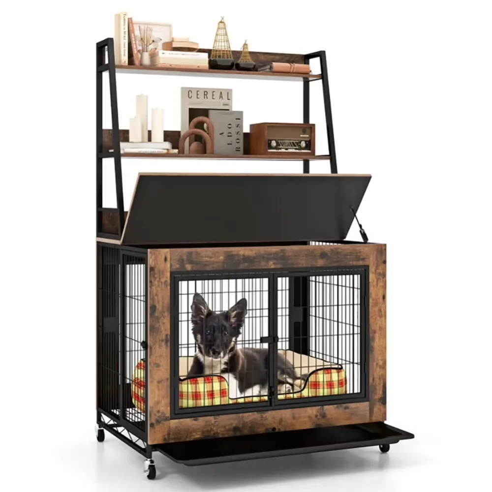 Dog Crate gray brown 38"
