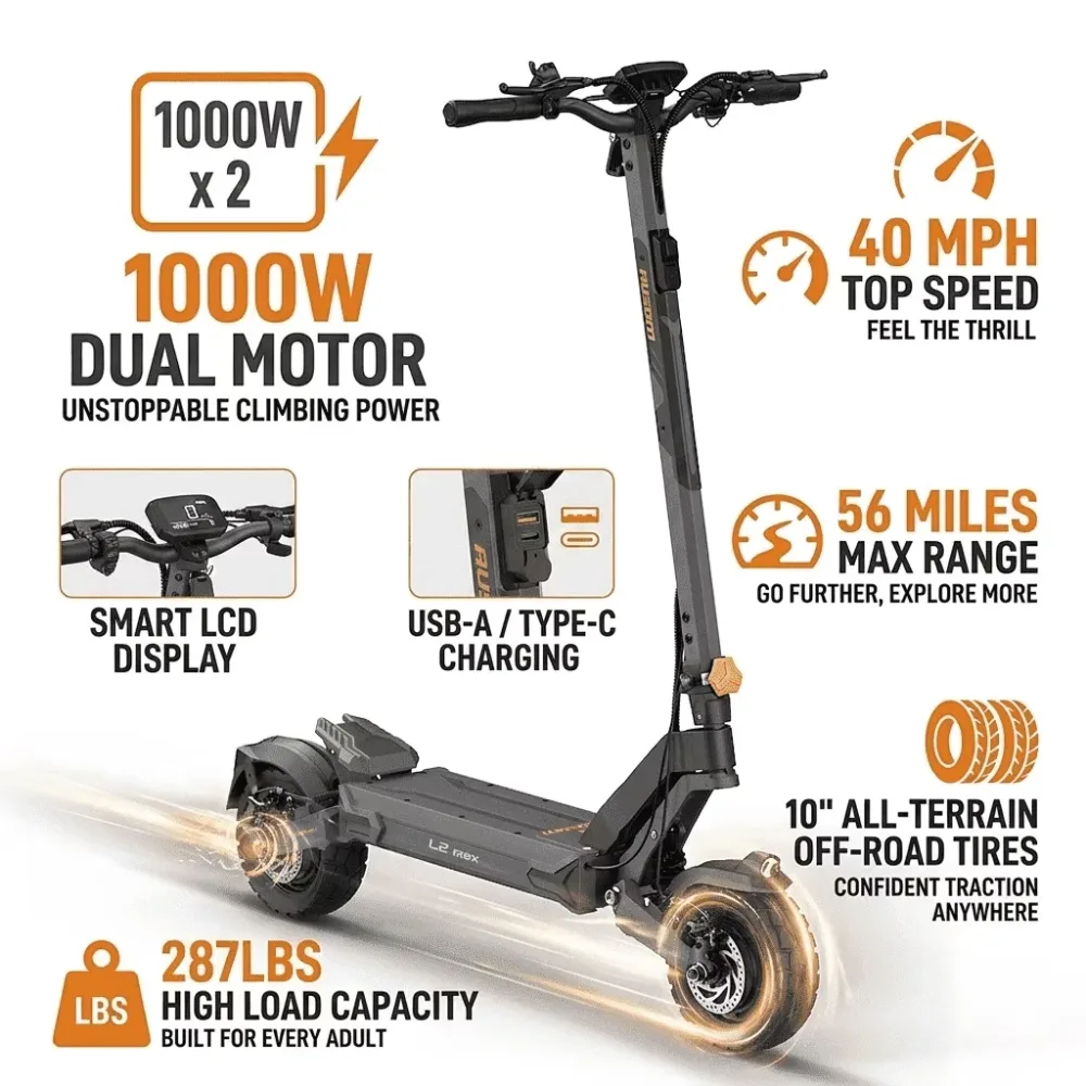 Electric Scooter 1100w 297 lbs 48v