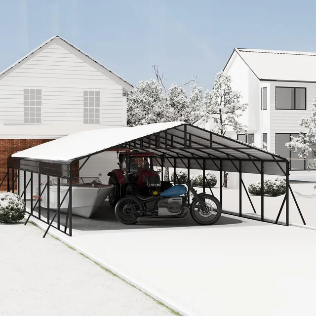 Carport Metal 40ft grey 182.2"