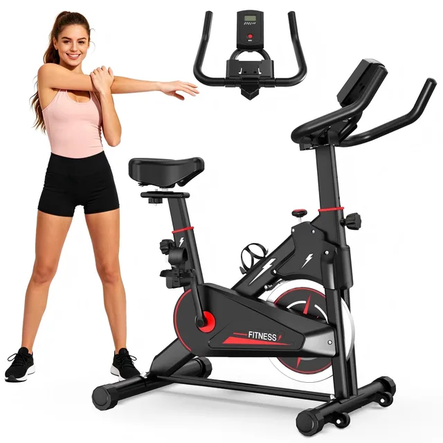 Exercise Bike adjustable black red