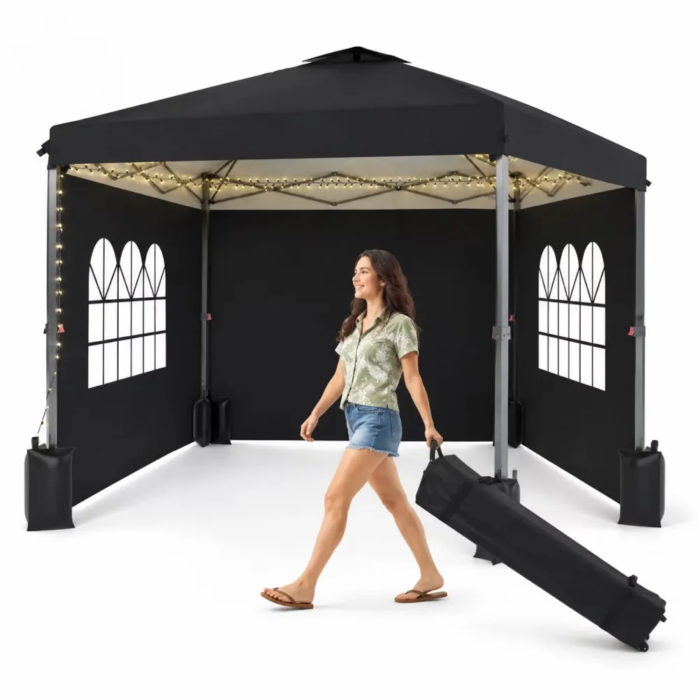 Tent blue black silver