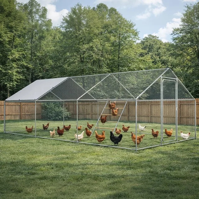 Chicken Coop 6.6ft 13.1 ft silver