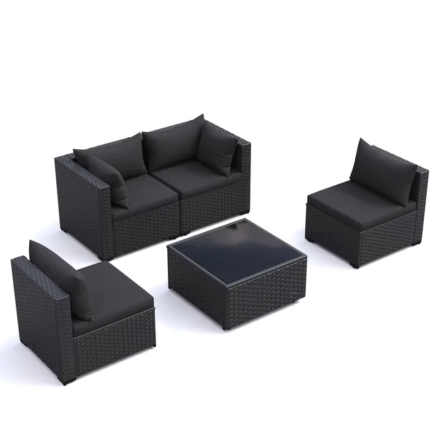 Patio Furniture 5 pack grey black